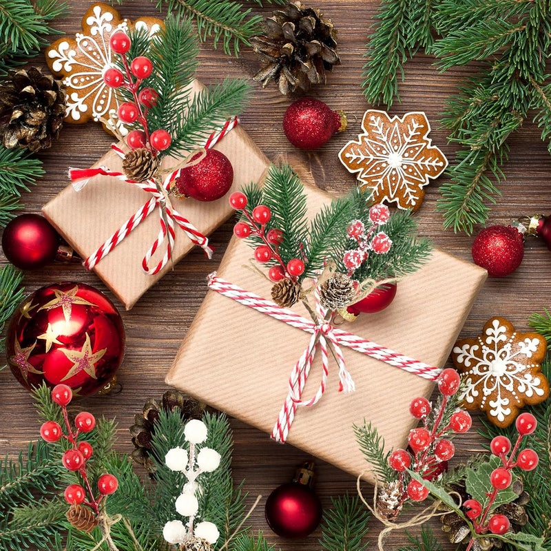 KFJBPB 6 Pcs Artificial Christmas Picks 7 Inch, Holly Berry Stems Pine Cones Pine Stems Holly Leaves Xmas Tree Picks for Crafts Christmas Floral Arrangements Wreath Winter Holiday Decorations (6) - Image 4